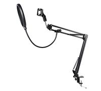 Jenivaint Bras de Perche de Microphone, Support de Suspension Réglable avec Double Filtre Anti-pop et Ressort Super Résistant, Bras de Ciseaux Rotatif pour Enregistrement de Podca