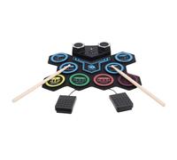 Jenivaint Ensemble de Batterie électronique Enroulable Pad D'entraînement MIDI Portable avec Deux Haut-parleurs Bluetooth LED Lumières Batterie 10H pour les Professionnels Débutants