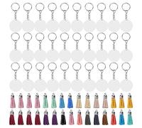 Jenivaint Ensemble D'ébauches de Porte-clés en Acrylique, Cercle | Kit de Pompons DIY avec Anneaux Ouverts, Bords Polis et Finition Ronde Lisse, pour étiquettes de Sacs, Souvenirs et Objets