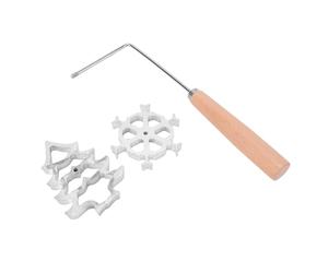 Jenivaint Kit de Fabrication de Tampons de Cuisine, 2 Têtes Interchangeables, Outil Bunuelos en Alliage d'aluminium avec Manche en Bois pour la Cuisson à la Friture