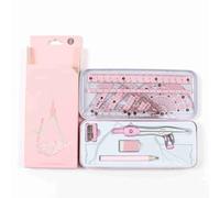 Jenivaint Kit de Géométrie Mathématique 8 Pièces, Fournitures pour étudiants Comprenant des Règles, un Rapporteur, une Boussole, une Gomme à Crayon, avec un Design Ergonomique et (PINK)