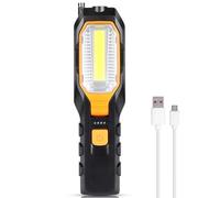 Jenivaint Lampe de Travail COB Rechargeable, Lampe LED Magnétique 280 Lm, | Structure ABS, Crochet Réglable, Batterie 2800 MAh, 4 Modes, Batterie externe.