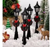 Jenivaint Lot de 4 Mini Lampadaires en Plastique pour Maison de Poupée avec LED Blanc Chaud, alimenté par 2 Piles AAA pour Jardin Féerique, Paysage, Village, Allée, Décoration de Table