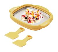Jenivaint Machine à Crème Glacée Roulée, Machine à Yaourt glacé et à Crème Glacée Manuelle Multifonctionnelle, Innovante et Efficace avec Rouleau de Glace en Acier Inoxydable 304 (YELLOW)