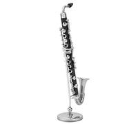 Jenivaint Mini Modèle de Clarinette Basse, Mini Présentoir pour Instrument de Musique avec Support en Tube Noir et Boîte Cadeau 13 X 6 X 1 Cm pour étagère de Bureau, Salle d'étude, Amateurs de