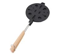 Jenivaint Moule à Biscuits aux Noix, Machine à Biscuits aux Noix en Alliage d'aluminium avec 12 Cavités, Poêle Antiadhésive avec Poignée en Bois pour Pâtisserie Oreshki, Tartes, Cuisine, (BLACK)