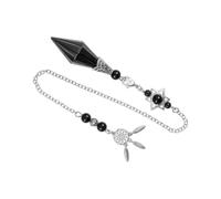 Jenivaint Pendule en Cristal, Pendentif à Facettes de 30 Cm, Pierres de Guérison avec Chaîne Perlée Hexagramme pour la Décoration de Sac de Voiture de Divination (BLUE)