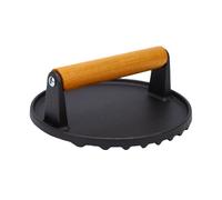 Jenivaint Presse à Hamburger, écraseur de Hamburger à Viande Rond en Fonte de 6,7 Pouces avec Poignée en Bois pour Gril à Plaque Chauffante Barbecue Sandwich au Bacon