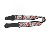 Jenivaint Sangle de Guitare, Cuir brodé Large et Confortable, Réglable, avec Verrous de Sangle et Médiators, pour Guitare Basse électrique Acoustique (rouge)