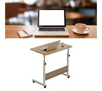 Jenivaint Table de Chevet Relevable, Bureau Mobile pour Ordinateur Portable en Forme de C avec Cadre en Métal Robuste pour Canapé-lit à la Maison, Taille 60 X 40 Cm (Couleur Noyer)