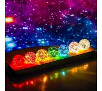 Jenmayt Boule de cristal de verre en 7 couleurs avec lumière LED sur pied en bois,Sphères de Guérison Chakra Naturelles,40 mm,boules de guérison,pour salon, chambre à coucher, bureau
