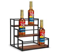 Jenmayt Étagère à sirop de café,3 niveaux,12 bouteilles,étagère à épices,étagère à vin,Organiseur à compartiment métallique,pour Plan de Travail, Cuisine, Station de café