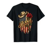 Jenna Chapeau de Cowboy Drapeau américain Rose T-Shirt Graphique avec Valeur
