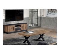 JENNA - Ensemble Table Basse + Meuble TV Aspect Bois et Métal -