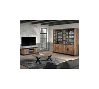 JENNA - Ensemble Table Basse + Meuble TV + Bibliothèque 8 Portes -
