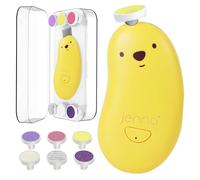 Jenna® | New Lime a ongle electrique bebe 6 embouts adaptables | Coupe ongle bebe sans douleur accessoire bebe naissance | Faible bruit lumière intégré | trousse de soin bebe naissance (Jaune)