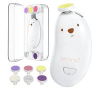 Jenna® | New Lime a ongle electrique bebe 6 embouts adaptables | Coupe ongle bebe sans douleur accessoire bebe naissance | Faible bruit lumière intégré | trousse de soin bebe naissance (Blanc)