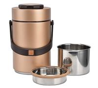 Jenngaoo 2300ml Boîtes Alimentaires Isothermes, Boîte à Lunch Isotherme en Acier Inoxydable 304 à 3 Étages pour Adultes pour Aliments Froids ou Chauds(Or)