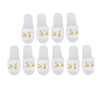 Jenngaoo 5 Paires de Pantoufles Jetables Imprimées de Lettres, Chaussures Plates de Mariage pour Femmes pour Les Accessoires de Tir de Fête de Mariage de Spa d'Hôtel(Bride with Crown)