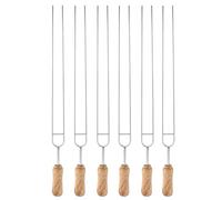 Jenngaoo 6Pcs Brochette Barbecue INOX, Brochettes de Barbecue Réutilisables en Forme de U de 16'' avec Poignée en Bois, Brochette de Bâtons de Barbecue en Métal
