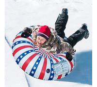 Jenngaoo Anneau de Ski Gonflable, siège Profond antidérapant poignées Doubles renforcées 110x110x33 cm PVC Tube de Neige pour Adultes et Enfants (Drapeau)