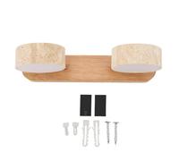 Jenngaoo Applique Murale LED Moderne en Pierre Naturelle Rotative à 2 Lumières, Cylindre Design pour Entrées Cuisines Dressing, Matériau Chêne et Panneau PC Transparent, Installati (Couleur du bois)