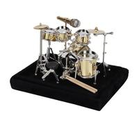 Jenngaoo Batterie Jazz Miniature 14x10x11cm Décoration | Modèle Réduit Instrument Musical, 2 Baguettes, Couvercle Transparent, Cadeau Musicien, Anniversaire, Fête Des Pères, Bureau