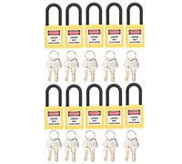 Jenngaoo Cadenas de sécurité pour cadenassage, 10 ensembles 38mm en nylon industriel isolation outil pour usines, applications électriques hydrauliques ou pneumatiques (Jaune)