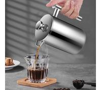 Jenngaoo Cafetière à Piston Isolée Double Paroi 350ml Inox 304, Filtre Triple pour Infusion Optimale, Idéale Maison Bureau Camping Randonnée Voyage (Argent)