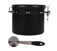 Jenngaoo Coffee Canister Stainless Steel Airtight Kitchen Food Storage Container with Lid Date Tracker and Scoop, 2.5L Coffee Storage Canister for Coffee Beans Tea Nuts Grounds (Noire)