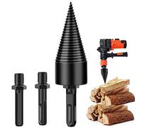 Jenngaoo Foret Fendeur de Bois ou de Bûches à Cône Robuste pour Perceuse Manuelle avec 3 Poignées Hexagonale Carrée et Ronde 42 mm