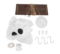 Jenngaoo Grand Fantôme Suspendu Balançoire avec Guirlande Lumineuse, Décor Flottant Effet Unique Polyester Bois Paulownia Taille 200x100x35cm pour Porche Jardin Arbre Halloween