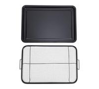 Jenngaoo Gril Panier Acier Inoxydable, Set Plateau Cuisson 360 Degrés Accessoires Four Rôtir Frire, 48.5x32.5x8.4cm pour Barbecue Extérieur Intérieur
