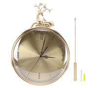Jenngaoo Horloge Murale à Pendule Silencieuse Moderne Style Chinois, Design Unique de Cerf en Cuivre avec Échelle Claire et Aiguilles Métalliques, pour Décoration de Salon Chambre