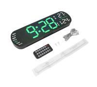 Jenngaoo Horloge Murale Numérique avec Télécommande, Grand Écran LED Affichage Clair, Alarme Double, Minuterie Compte à Rebours, 8 Couleurs Réglables pour Salon et Chambre (Vert)