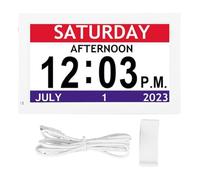 Jenngaoo Horloge Numérique Calendrier avec Réveil, Grand Écran 7 Pouces Fonction d'Éclairage Automatique, 12 Alarmes Personnalisables Affichage Analogique pour Maison Bureau ou Cad