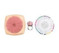 Jenngaoo Kit de Coussin à Épingles en Forme de Citrouille avec Base en Bois, Porte-Épingles Léger et Portable pour Couture DIY, Quilting, Décoration de Loisirs Créatifs (Rose)
