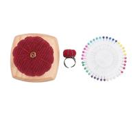 Jenngaoo Kit de Coussin à Épingles en Forme de Citrouille avec Base en Bois, Porte-Épingles Léger et Portable pour Couture DIY, Quilting, Décoration de Loisirs Créatifs (Rouge foncé)