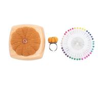 Jenngaoo Kit de Coussin à Épingles en Forme de Citrouille avec Base en Bois, Porte-Épingles Léger et Portable pour Couture DIY, Quilting, Décoration de Loisirs Créatifs (Jaune de gingembre)