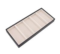 Jenngaoo Organiseur de lunettes plateau à bijoux, 5 grilles en cuir vitrine boîte multifonction lunettes de soleil support étui de rangement bijoux plateau montre stockage vitrine(Noir)