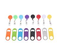 Jenngaoo Ouvre bouteilles plat rétractable avec clip porte badge circulaire, Lot de 8 pièces multicolores en fer et plastique pour fêtes, camping, maison