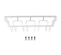 Jenngaoo Porte-Gobelet à Vin, Sous l'Armoire Porte-Verre à Vin - Verre à Vin Suspendu à Angle Droit Organisateur de Présentoir pour Barre de Cuisine - Blanc(4 Rows 1 Pack)