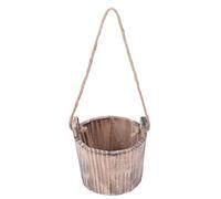 Jenngaoo Pot de Fleur Seau en Bois, Jardinière Ronde Style Rustique Vintage Pot de Fleur de Jardin en Bois pour Plantes, Légumes, 13.3x13x12cm