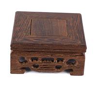 Jenngaoo Socle Piédestal en Bois Massif de Style Oriental Chinois, Présentoir Universel pour Bonsaï, Vase, Théière ou Lampe, Décor d’Intérieur Élégant, 8x8x4 cm