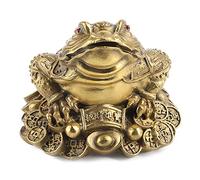 Jenngaoo Statue Crapaud en Feng Shui,en Laiton doré à Trois Jambes Figurines Crapaud pièces de Monnaie Chinoises Lingot d'or Bonne Chance charmes Chanceux décor Fortune pour la Maison(11x9x8cm)