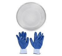 Jenngaoo Tamis à Sable Sol Compost Jardinage, Passoire Jardin Acier Inoxydable 30 cm Diamètre Supérieur 22 cm Diamètre Inférieur 6 cm Hauteur pour Seau 5 Gallons avec Gants Antidér (Trou de 2 mm /