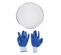 Jenngaoo Tamis à Sable Sol Compost Jardinage, Passoire Jardin Acier Inoxydable 30 cm Diamètre Supérieur 22 cm Diamètre Inférieur 6 cm Hauteur pour Seau 5 Gallons avec Gants Antidér (Trou de 10 mm /