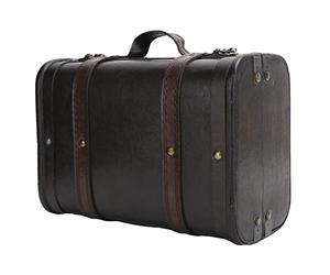 Jenngaoo Valise Rangement Bois Vintage 9.4x6.8x4.7 Pouces, Coffre Décoratif avec Sangles pour Décoration Maison ou Accessoire Photo