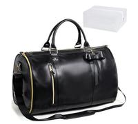 Jenni Bag Sac de voyage 2 en 1 en cuir synthétique à suspendre avec roulettes, sac de voyage convertible à vêtements, grande capacité avec compartiment à chaussures, Noir