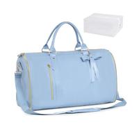 Jenni Bag Sac de voyage 2 en 1 en cuir synthétique à suspendre avec roulettes, sac de voyage convertible à vêtements, grande capacité avec compartiment à chaussures, bleu